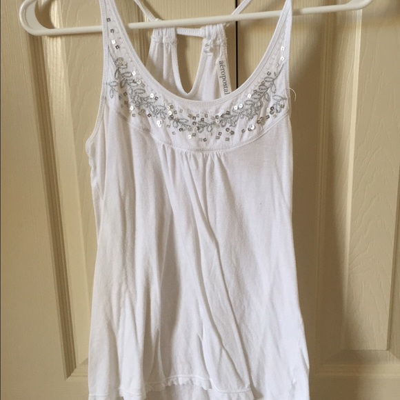 Cute white beaded Aeropostale tank top