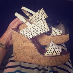 Tory Burch Floral Perforated Wedge