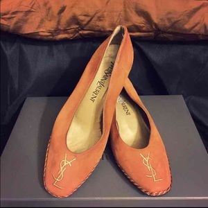 Yves Saint Laurent Suede Tan Wedges