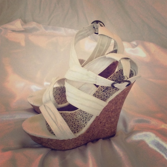 White scrappy sandals