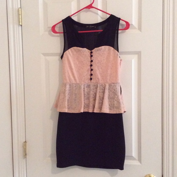 Black and pink peplum dress