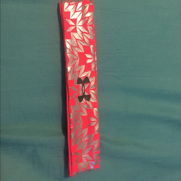 Coral and silver under armour headband