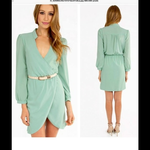 Tobi Wrap A Tulip Teal Dress NWOT