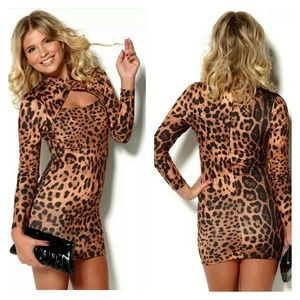 Unif Idol long sleeve Dress Leopard size L