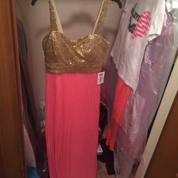 Sassy, classy, shiny Gold & Pink Prom Dress