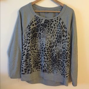 Apt 9 Grey Leopard Pullover Sweatshirt M