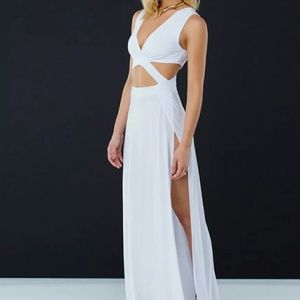 Sexy white double slit maxi dress