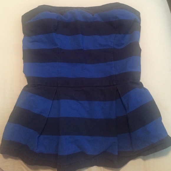 Blue and black strapless Hollister top - Picture 1 of 3