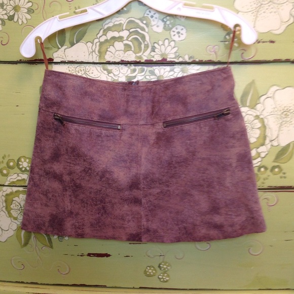 Arden B Brown Distressed Leather Micro Mini