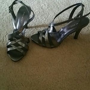 Silver strappy heels