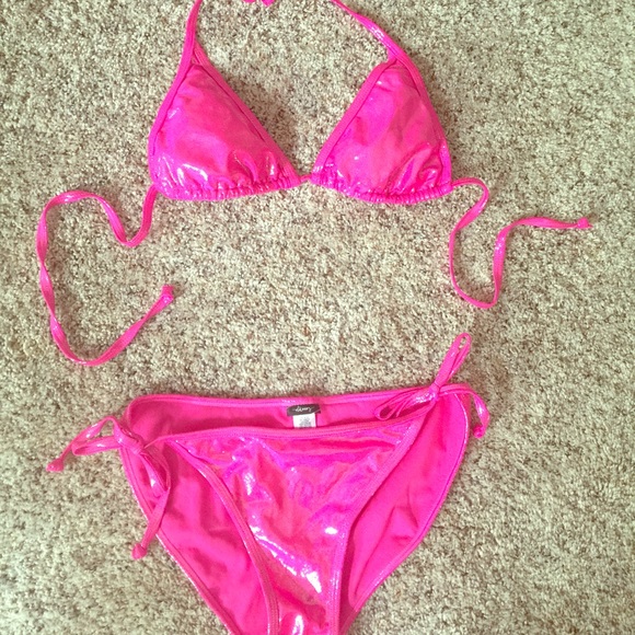 Sexy hot pink metallic bikini