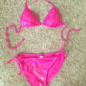 Sexy hot pink metallic bikini