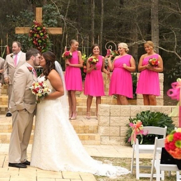 Pink Knee Length Bridesmaid Dress - Picture 2 of 4