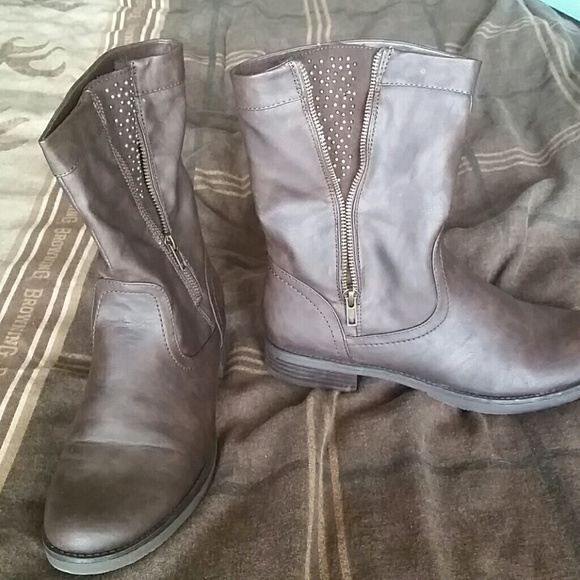 Brown studded boots