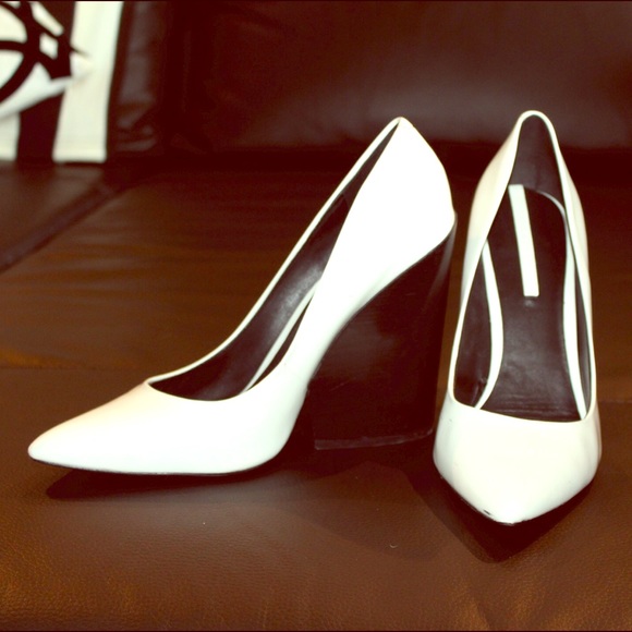Zara black and white chunky heels