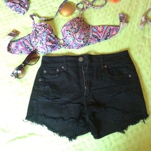 American eagle high wasted black shorts