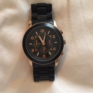 Black and rose gold watch