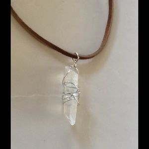 Wire Wrapped Quartz Necklace - HANDMADE