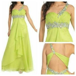 Lime green yellow long gown!