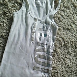 White Aeropostale Tank Top with Silver Writing