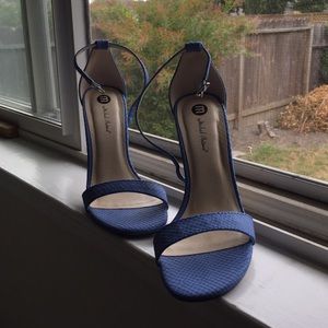 Blue strappy heels