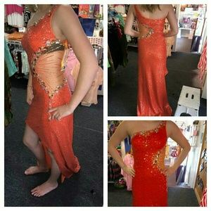 Brand New High Low orange gown!