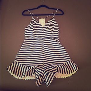 Black and white ruffle romper