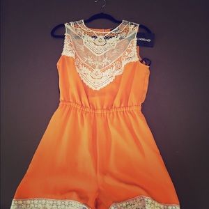 Orange lace romper NWT
