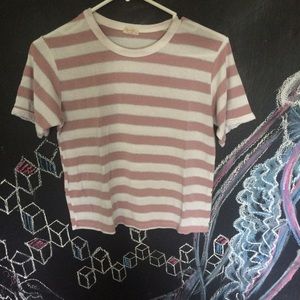 Pink and white striped Brandy top