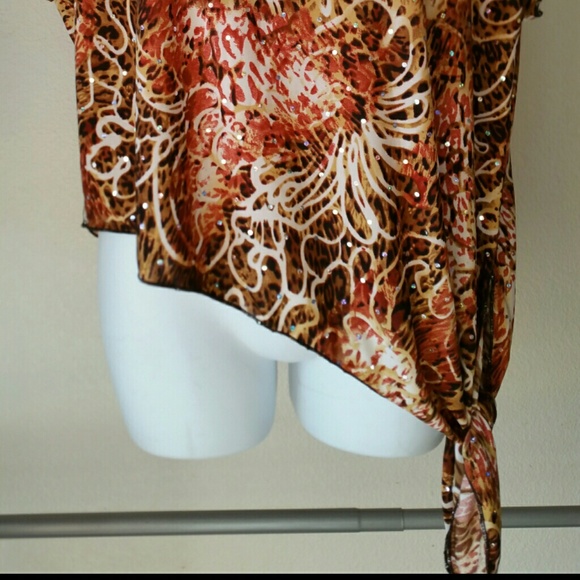 Animal Print Multi Brown with White Flowers Blouse - Picture 2 of 4