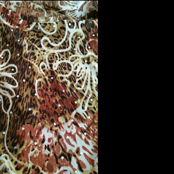 Animal Print Multi Brown with White Flowers Blouse - Picture 3 of 4