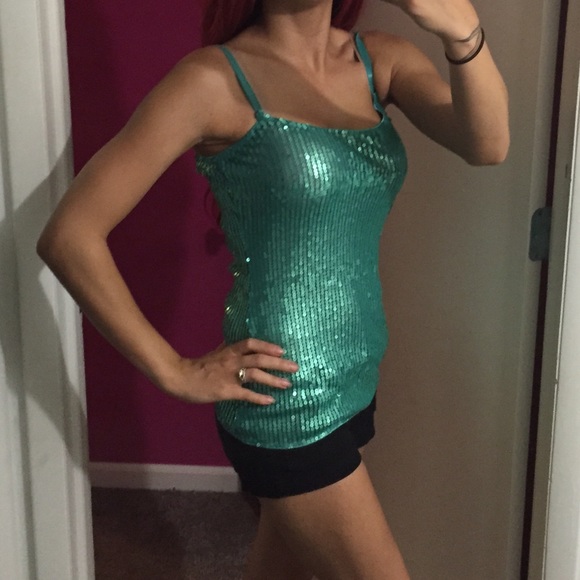 Mint green sequin top
