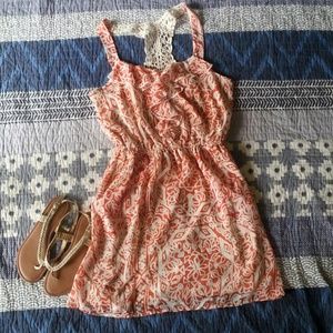 Abstract Orange and White Dress