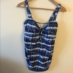 Motherhood Maternity Blue Tie Dye Tankini Swimsuit
