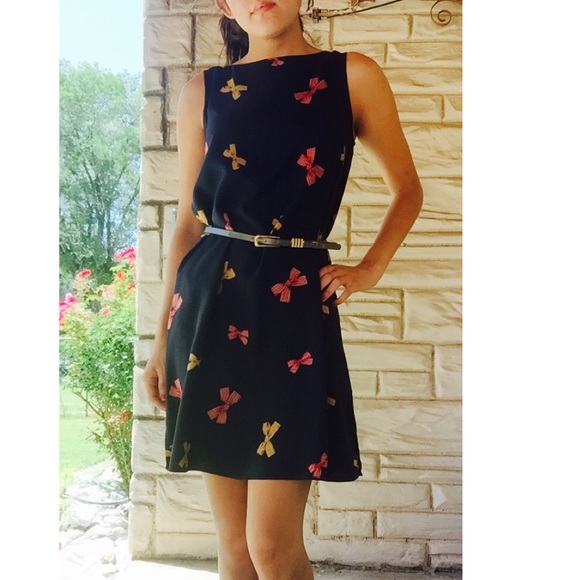 Silk navy Bow dress