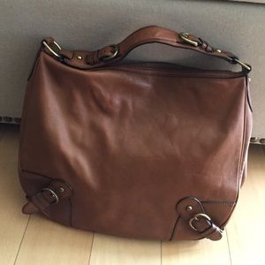 100% leather cognac hobo bag