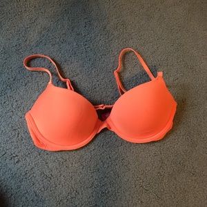 Bright orange Victorias Secret PINK tshirt bra
