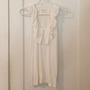 Lilly Pulitzer White Ruffled Racerback Tank