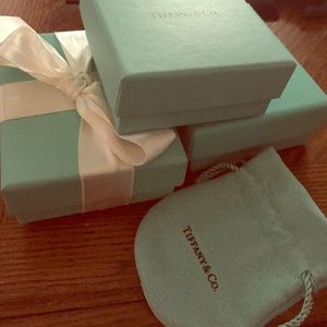 Tiffany & Co. Jewelry pouch and 3 boxes, one w/bow