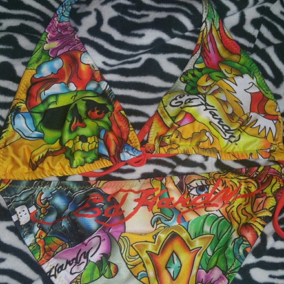 Authentic Ed Hardy String Bikini Large 2 pieces