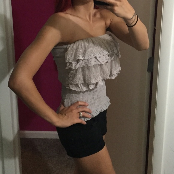 Grey Lacey tube top