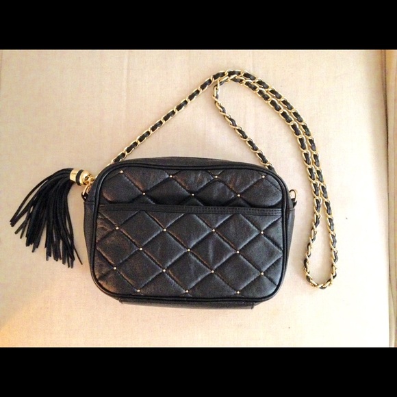 Paradox Quilted Studded Black Leather Cross Body. - Picture 2 of 4
