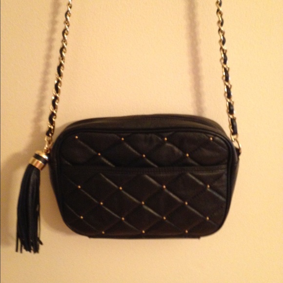 Paradox Quilted Studded Black Leather Cross Body. - Picture 3 of 4