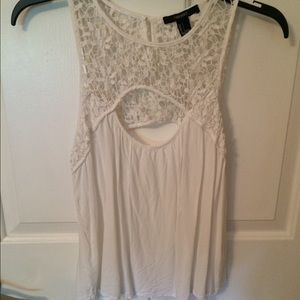 White crotchet lace top.
