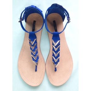 Metallic Ankle Strap Blue Sandals