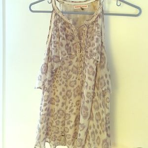 Rebecca Taylor Gray leopard sleeveless blouse