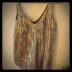J crew metallic paisley tank top, loose fitting
