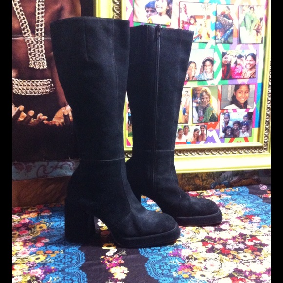 black gogo boots platform