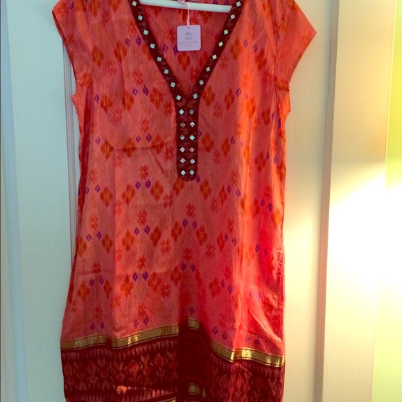 Lorado Artisan Ikat Embroidered Dress