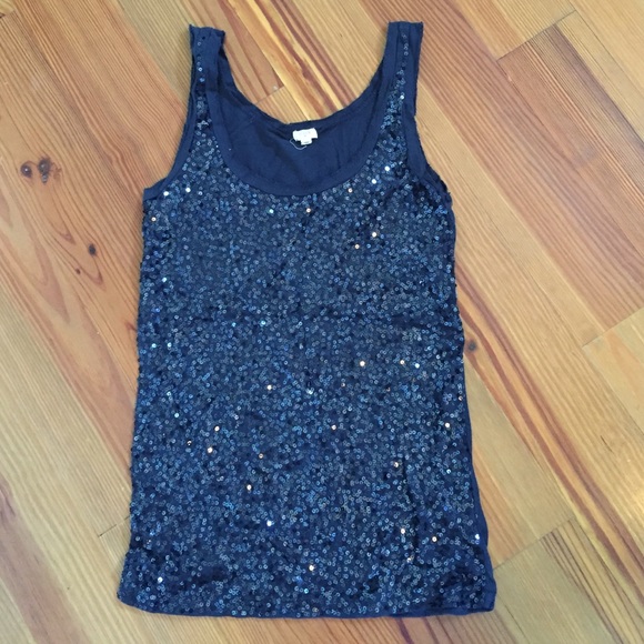 J Crew navy blue sequin tank XS